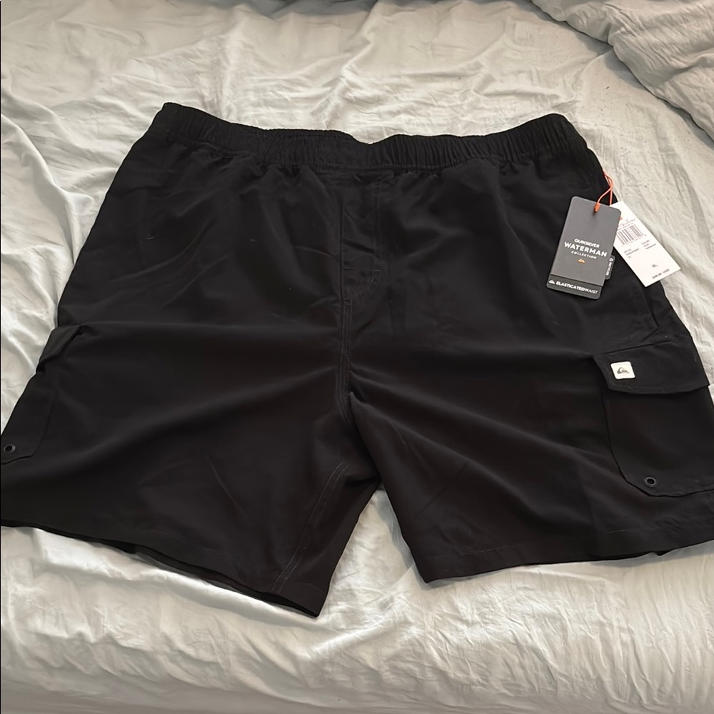 Quiksilver Black Hybrid Shorts Quick-Dry Elastic Waist